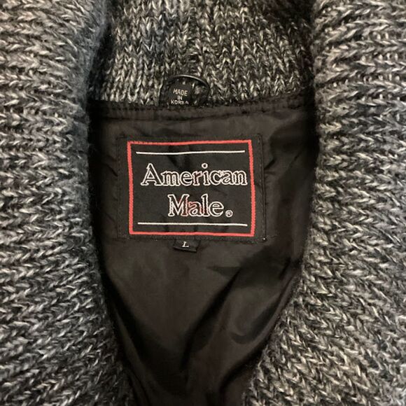 American Male Vintage Bomber Mixed Media Leather Jacket Men's in Black Large - Picture 5 of 10